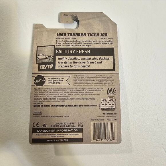 Hot Wheels Motorcycle 1966 Triumph Tiger 100 Factory Fresh Mainline 2024 New - Picture 6 of 6